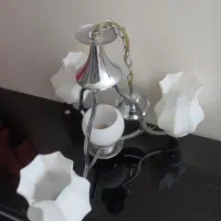 لوستر سه شاخه استیل چهارتا لامپ میخوره