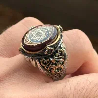 انگشتر نقره مردانه با دعای ستاره سلیمان