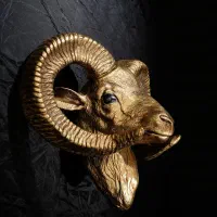 کله قوچ طلایی دیوارکوب