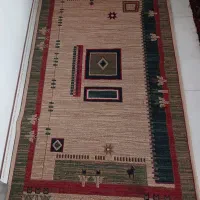 فرش کرم قهوه ای  طرح سنتی در حد نو