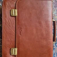 کیف چرم اداری عسلی بارز چرم نوین