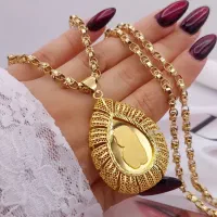 زنجیر بلند و پلاک طلا روس با آبکاری طلا