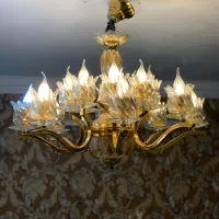 لوستر 16شاخه استیل با لامپ