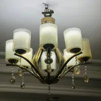 دو عدد لوستر استیل  طلایی