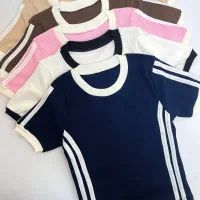 تیشرت یقه گرد نوارسفید