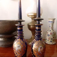 یک جفت تنگ کله شاخدار قاجاری آنتیک