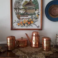 سرویس قهوه خوری مس اروپایی|کلکسیون اشیاء عتیقه|کرمانشاه, |دیوار