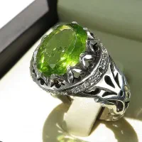 انگشتر جواهری زبرجد آفریقایی دست ساز با الماس|جواهرات|تهران, وردآورد|دیوار