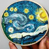 تکه‌ای از آسمان ون‌گوگ، روی چوب طبیعی