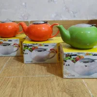 قوری چینی درب فلزی به همراه توری زیر قیمت