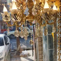 لوستر 6 شاخه 12 شعله برنجی (برنز)|لوستر و چراغ آویز|بروجرد, |دیوار