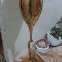 دو عدد گلدان بلوری طلایی با یکی  کوزه ای