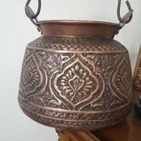 دیگ مسی قدیمی با قلمی زیبا،دور شکم یک متر|صنایع دستی و سایر لوازم تزئینی|تهران, تهران‌نو|دیوار