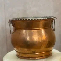 دو عدد ظرف مسی بزرگ و سنگین گلدان مسی