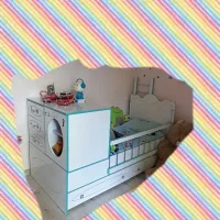 تخت کودک و نوجوان دومنظوره همراه باکمد و تشک تخت|تخت و سرویس خواب|اردبیل, |دیوار