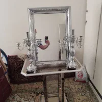 آینه و شمعدان برنجی پایه آینه