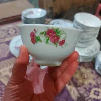 حراج چند قلم ظروف گل سرخ و صورتی آنتیک