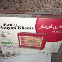 بخاری برقی فن دار پنج شعله شیشه ای کم مصرف نو