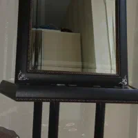 آیینه دور چرمی به همراه شمعدان وکنسول|بوفه، ویترین، کنسول|تهران, نارمک جنوبی|دیوار