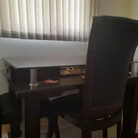 غذاخوری ۴نفره،رنگ قهوه‌ای تیره|میز و صندلی غذاخوری|ملایر, |دیوار