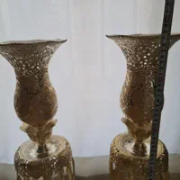 آیینه و شمعدان برنز  نقره ای رنگ طرح لاله کار دست|آینه|تهران, ونک|دیوار