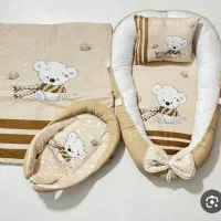 دوسری طوسی صورتی تشک گاردار،پتو،متکاقنداق فرنگی نو