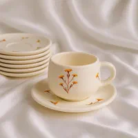 سرویس فنجان و نعلبکی سرامیکی طرح گل بابونه