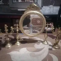 آیینه شمعدان برنجی قدیمی