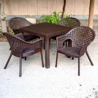میز صندلی دسته دار پلاستیکی حصیری رستوران فضای باز|میز و صندلی غذاخوری|تهران, کیانشهر|دیوار