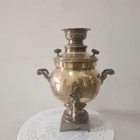 ظرف میوه خوری چک قدیمی طرح چشم گاوی و سماور زغالی|ظروف سرو و پذیرایی|پرند, فاز ۴|دیوار