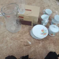 پارچ و لیوان، و ست فنجان و قندان