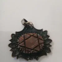 گردن آویز نقره با سنگ هبهاب مصری طرح ستاره داوود