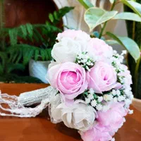 دسته گل عروس رز شکوفه|گل مصنوعی|ری, سرتخت|دیوار