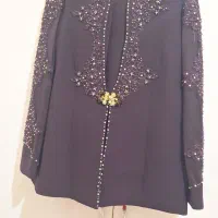 لباس مجلسی ..کت دامن  رنگ بادمجانی  تیره .جنسش کرپ