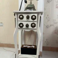 میز تلفن چوبی سفید