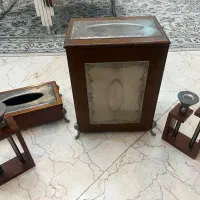 ست چوبی- نقره ای شمعدان- سطل- جای دستمال   انتیک|ظروف سرو و پذیرایی|تهران, گیشا|دیوار