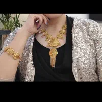 دستبند و گردنبند نقره آبکاری طلا بحرینی