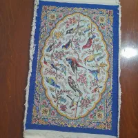 تابلوفرش دستباف ابریشم طرح درخت وپرنده ۶۰در۴۰نو|تابلو فرش|قم, نیروگاه|دیوار