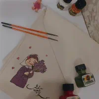 نقاشی روی مقنعه مدارس وپیش دبستان