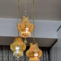 لوستر طلایی استیل|لوستر و چراغ آویز|تهران, فلاح|دیوار