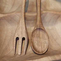 قاشق چنگال غذاخوری چوب گردو عمده و تک
