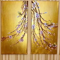 تابلو نقاشی سه تکه طلایی