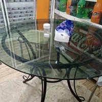 میزتک پایه فلزی شیشه هشت میل