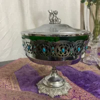 شکلات خوری پایه دار آنتیک قدیمی طرح فیروزه