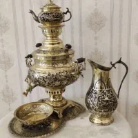 سماور زغالی سیاه قلم ست کامل