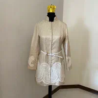 مانتو مجلسی کرمی آستردار سایز۴۴،XXL