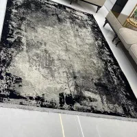 ست فرش طوسی مشکی الیاف بامبو