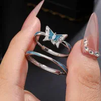 انگشتر  ست پروانه آبی
