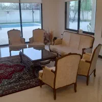 مبلهای مینی مال فرانسوی دسته چوبی