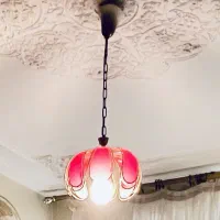 لوستر آبکاری طلا رنگ ثابت۱۲شاخه و لوسترجفت قرمز|لوستر و چراغ آویز|اصفهان, گلزار|دیوار